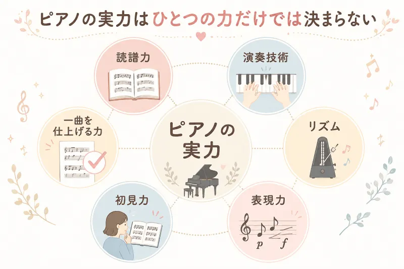 ピアノの実力を構成する要素の整理図